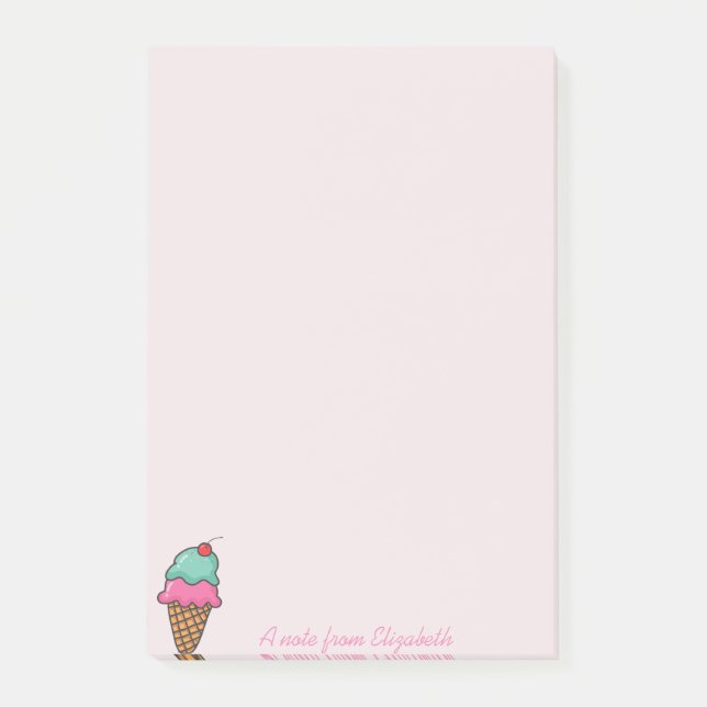 Cool Colourful Ice Cream Cones  - Personalised Post-it Notes (Front)