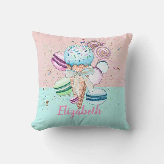 Cool Colourful Ice Cream Macaroons   Cushion (Front)