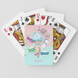 Cool Colourful Ice Cream Macaroons  Playing Cards