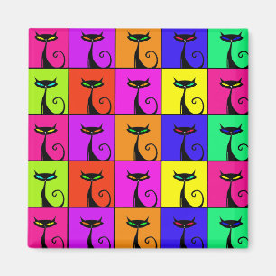 Cool Colourful Kitty Cat Pop Art Magnet