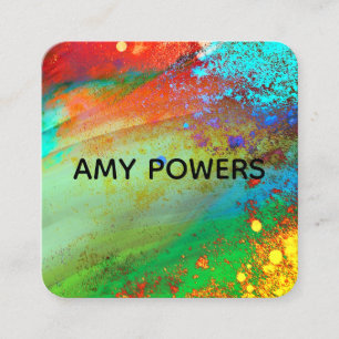 cool colourful modern abstract bright colour splas square business card