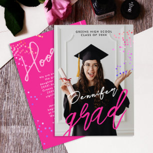 Cool Colourful Modern Pink School Graduation Announcement