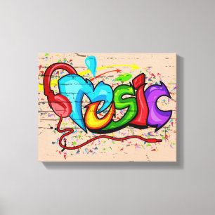 Cool Colourful Music Graffiti Canvas Print