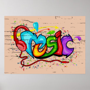 Cool Colourful Music Graffiti Poster
