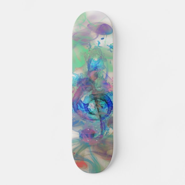 Cool colourful music notes smoke effects image skateboard (Front)