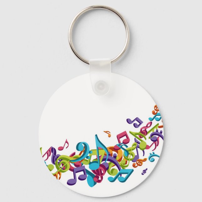 cool colourful music notes & sounds key ring (Front)