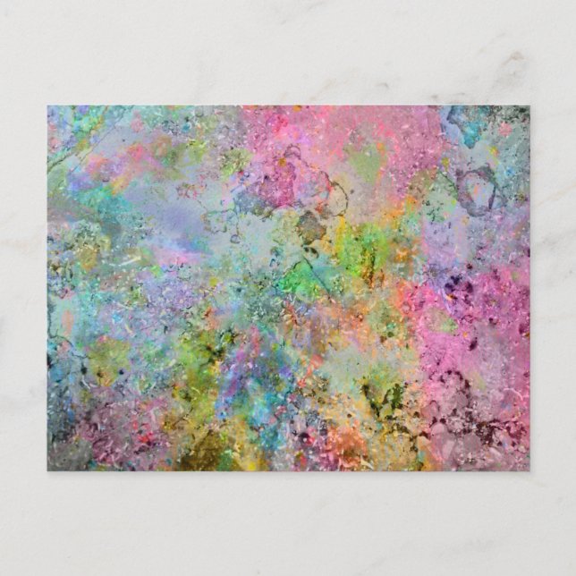 Cool colourful neon colours abstract marble image postcard (Front)