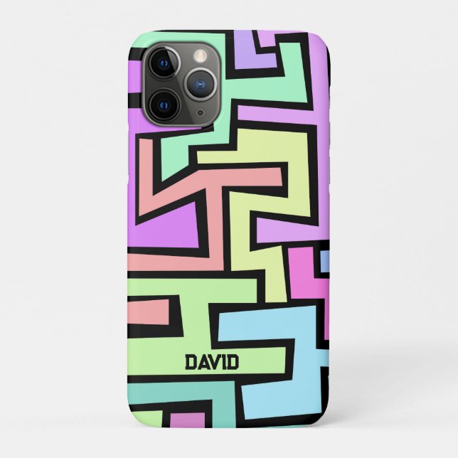 Cool Colourful Neon Maze with name abstract art Case-Mate iPhone Case (Back)
