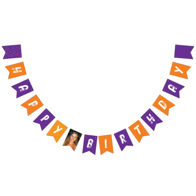 Cool Colourful Purple Orange Photo Brush Typograph Bunting (All)