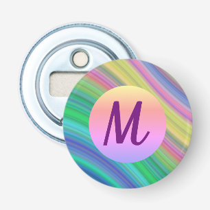 Cool Colourful Rainbow Waves Monogram Bottle Opener