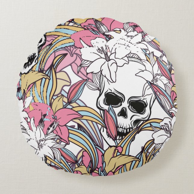 Cool colourful seamless Vintage pattern background Round Cushion (Front)