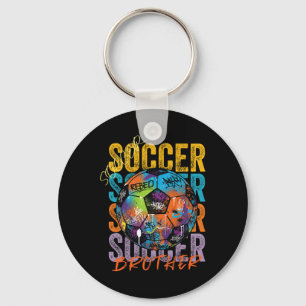 Cool Colourful Soccer Brother Ll Distressed Graphi Key Ring