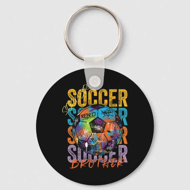 Cool Colourful Soccer Brother Ll Distressed Graphi Key Ring (Front)