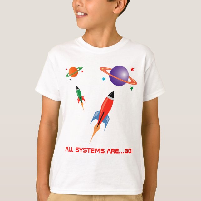 Cool colourful  space rockets T-Shirt (Front)
