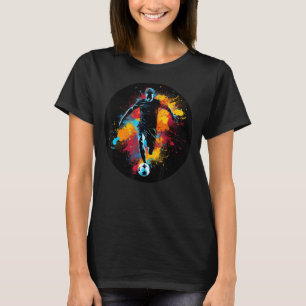 Cool colourful spatter Soccer Player for Sports Fa T-Shirt