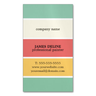 Cool Colourful Striped Professional Painter Magnetic Business Card