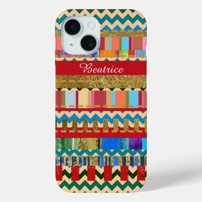 Cool Colourful Stripes Pattern Name Case-Mate iPhone Case (Back)