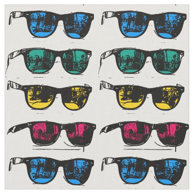 Cool Colourful Sunglasses Illustration Fabric (Close Up)
