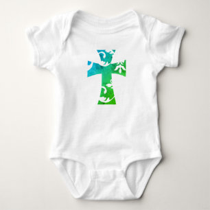 cool colourful SWIRL CROSS   Baby Bodysuit
