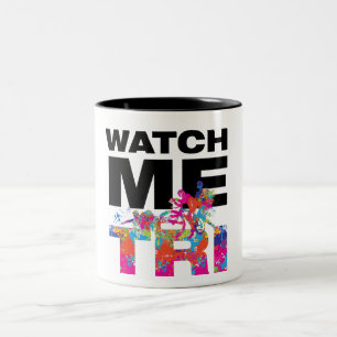 Cool Colourful Triathlon Motivation Pain Splatters Two-Tone Coffee Mug