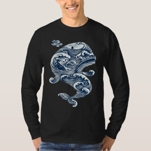 Cool Colourful Tribal Humpback Whale Surf Club Blu T-Shirt