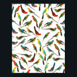 Cool colourful tropical watercolor birds pattern poster<br><div class="desc">Cool colourful tropical watercolor birds illustration pattern, yellow, pink, blue, peacock blue, light green, aqua green, orange, red, grey, brown, bright, vivid colours, parrots, canaries, animals, nature, summer, sea, watercolour illustration art, cute, funny, laughs, adorable, trendy, decorations, sweet, popular, pretty, artistic, artwork, fashion, unique, love for animals, pets, vibrant, fashion,...</div>