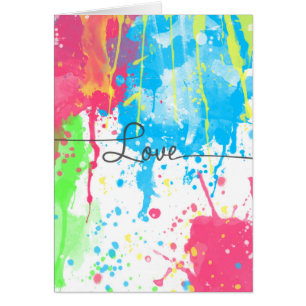 Cool colourful vibrant watercolours Love word