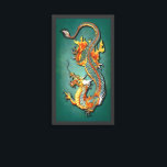 Cool Colourful Vintage Fantasy Fire Dragon Tattoo Canvas Print<br><div class="desc">Beautiful, colourful and contemporary orange and yellow coloured vintage and old school Chinese fire dragon tattoo design on green grunge background. Made for tattoo, oriental, Chinese or Japanese art, dragon, fantasy creature, or science fiction lover. Original, classy, elegant and whimsical décor accent to decorate your master or children's bedroom, living...</div>