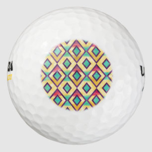 Cool colourful watercolor diamond shapes pattern golf balls