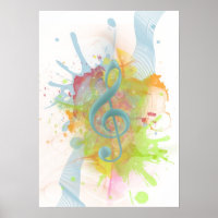 Cool colourful watercolour splatters music notes