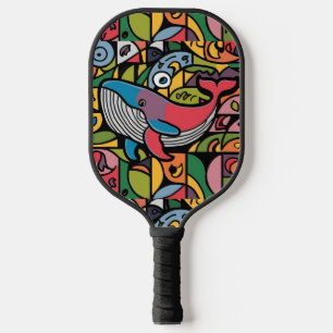 Cool Colourful Whale Abstract Pickleball Paddle