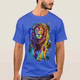 Cool Colourful Wild Lion Stylish Lion Graphic Desi T-Shirt