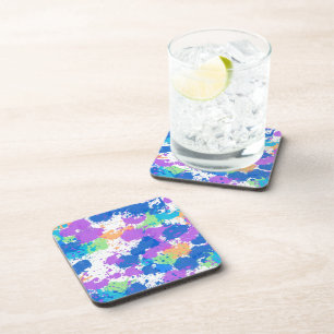 Cool Colours Abstract Splatter Paint, Blurple Coaster