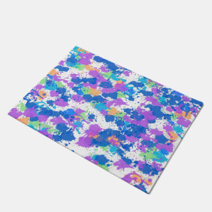 Cool Colours Abstract Splatter Paint, Blurple Doormat