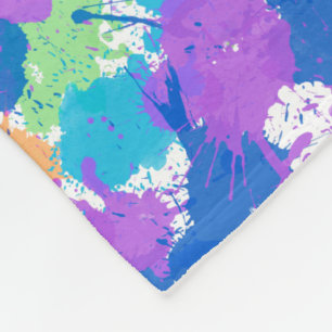 Cool Colours Abstract Splatter Paint, Blurple Fleece Blanket