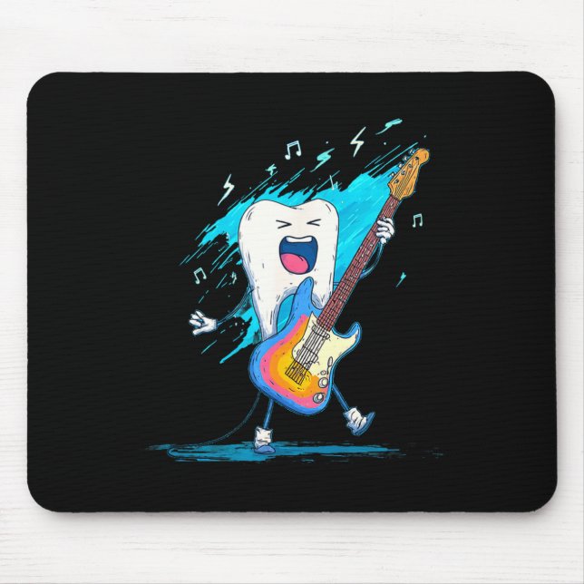 Cool colours and rocking tooth with electric guita mouse pad (Front)