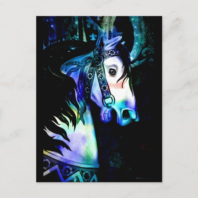 Cool Colours Carousel Horse Postcard (Front)