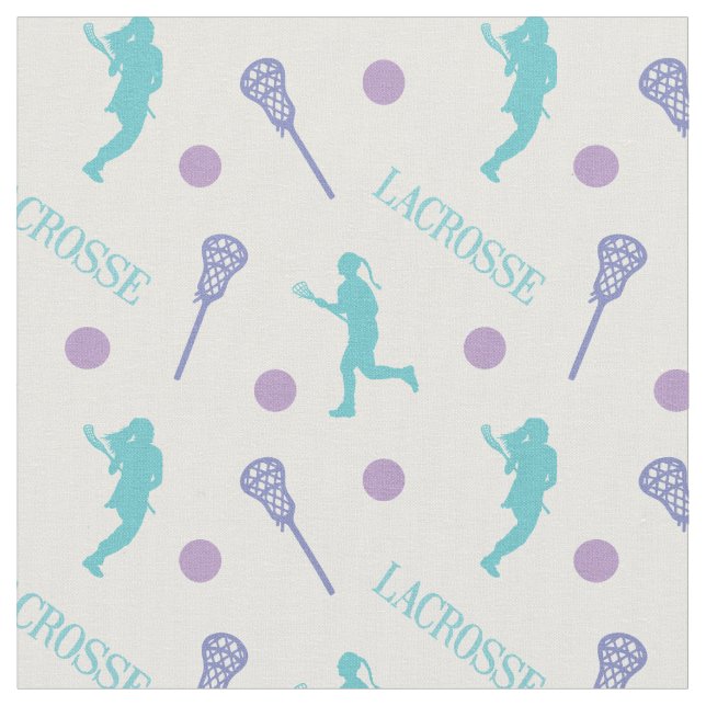 Cool Colours Female Lacrosse Player Pattern Fabric (Close Up)