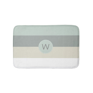 Cool Colours Minimalist Stripes with Monogram Bath Mat