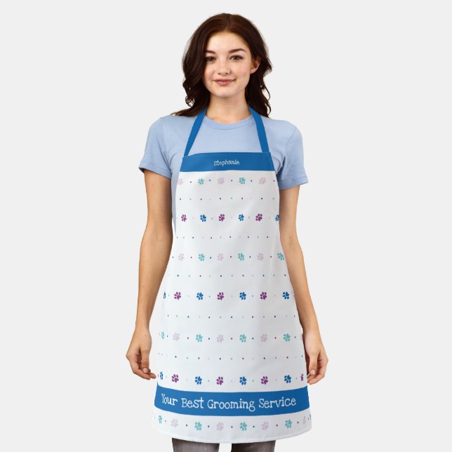 Cool Colours Paw Print Animal Worker Apron (Worn)