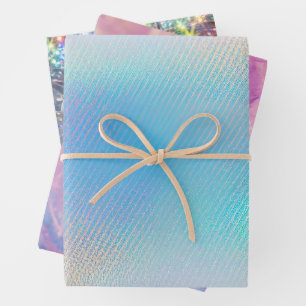 Cool Colours Sea Glass and holographic Wrapping Paper Sheet
