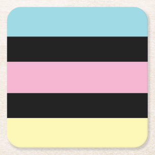 Cool Colours Stripes  Square Paper Coaster