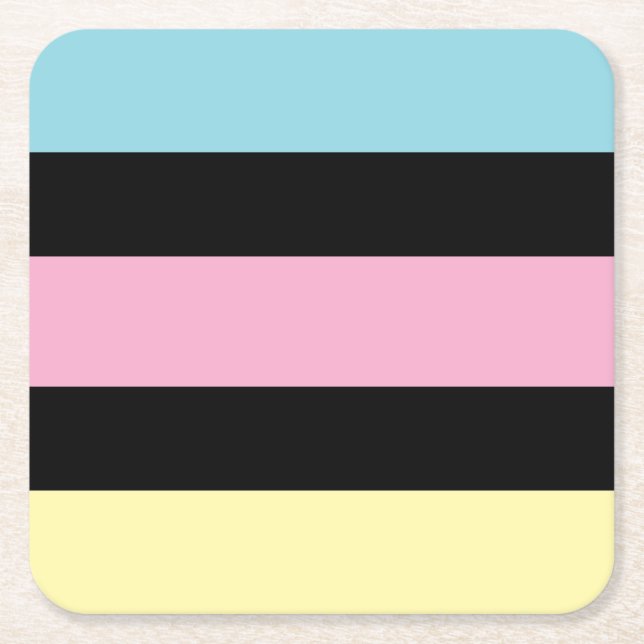 Cool Colours Stripes  Square Paper Coaster (Front)