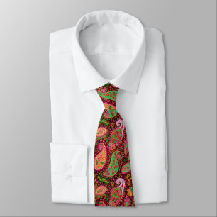 cool colours tiled paisley pattern neck tie