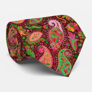 cool colours tiled paisley pattern neck tie