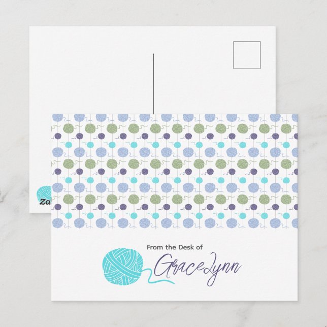 Cool Colours Yarn Ball String Postcard (Front/Back)