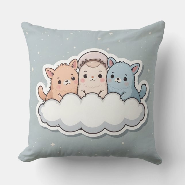 Cool comfort cushion with cute creatures (Front)