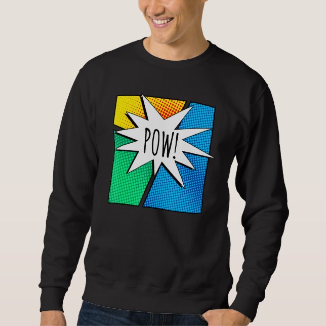 Cool Comic Book Colourful Pow Short Sleeve Sweatshirt (Front)