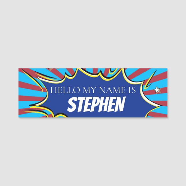 Cool Comic Con Superhero Name Tag (Front)