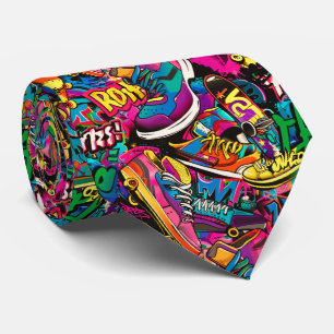 Cool comic graffiti tiled pattern  tie